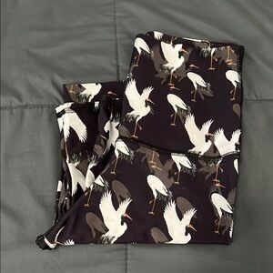 Emily Hsu Crane Print Yoga Leggings Size Medium